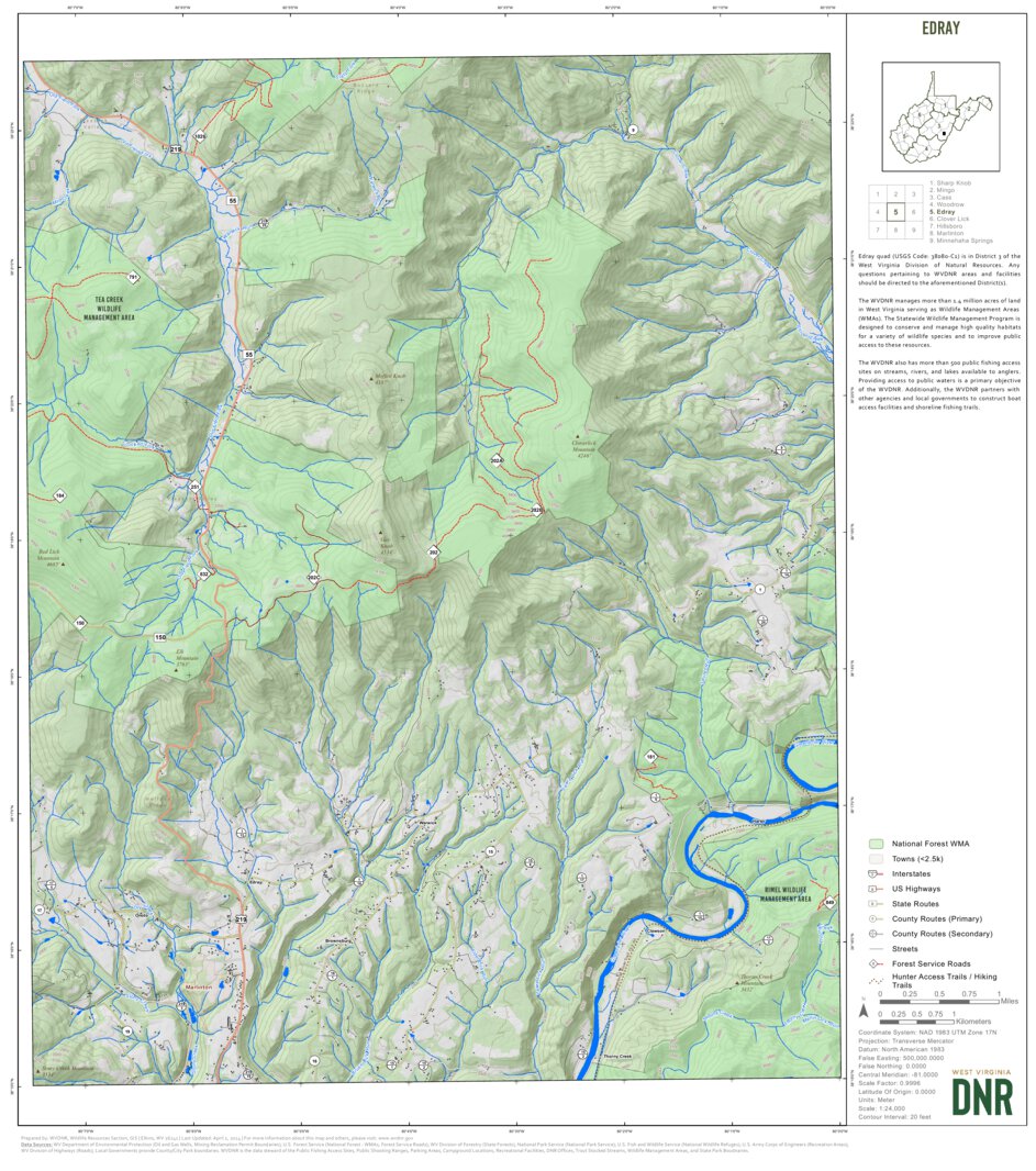 Edray Quad Topo - WVDNR Map by WV Division of Natural Resources ...