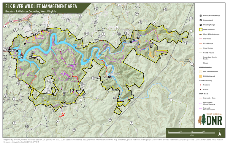 Elk River Wildlife Management Area Map by WV Division of Natural ...