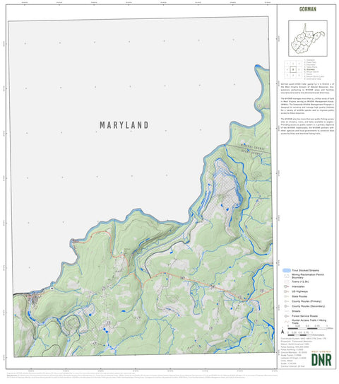 WV Division of Natural Resources Gorman Quad Topo - WVDNR digital map