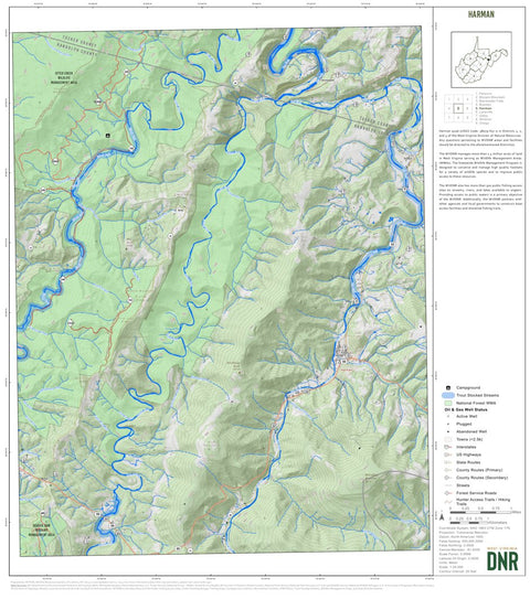 WV Division of Natural Resources Harman Quad Topo - WVDNR digital map