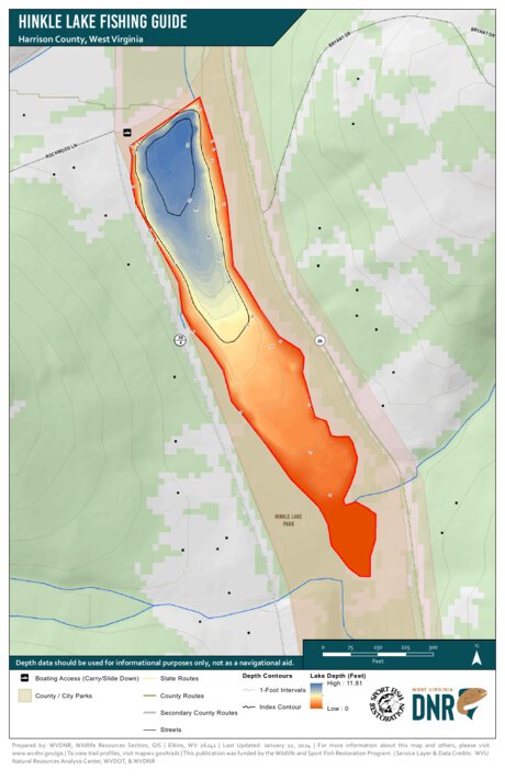 WV Division of Natural Resources Hinkle Lake Fishing Guide digital map