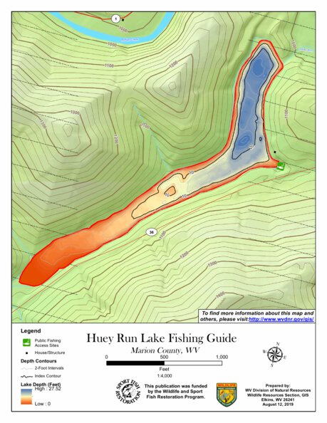 WV Division of Natural Resources Huey Run Lake Fishing Guide (Small) bundle exclusive