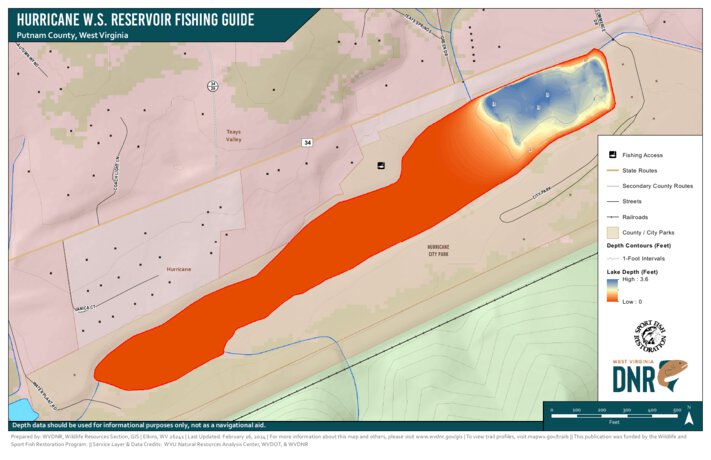 Hurricane W.S. Reservoir Fishing Guide Map by WV Division of Natural ...