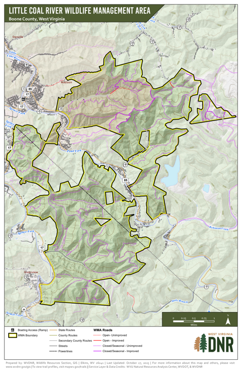 Little Coal River Wildlife Management Area Map by WV Division of