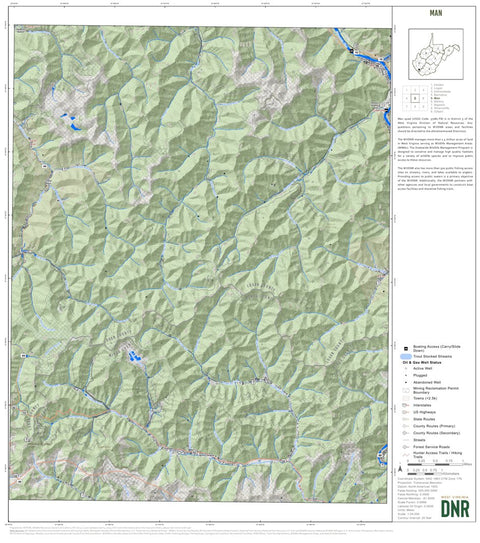 WV Division of Natural Resources Man Quad Topo - WVDNR digital map