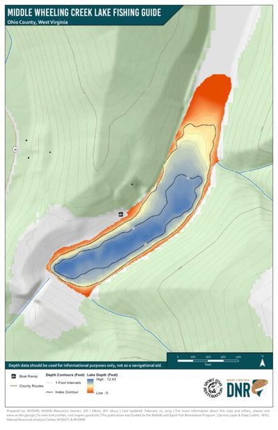 WV Division of Natural Resources Middle Wheeling Creek Lake Fishing Guide digital map