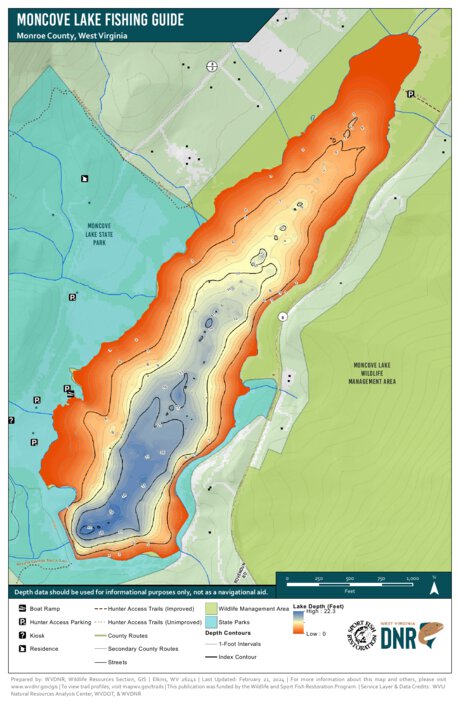 WV Division of Natural Resources Moncove Lake Fishing Guide digital map