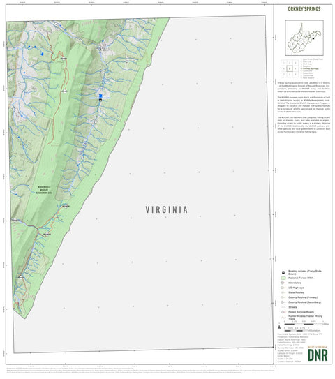 WV Division of Natural Resources Orkney Springs Quad Topo - WVDNR digital map