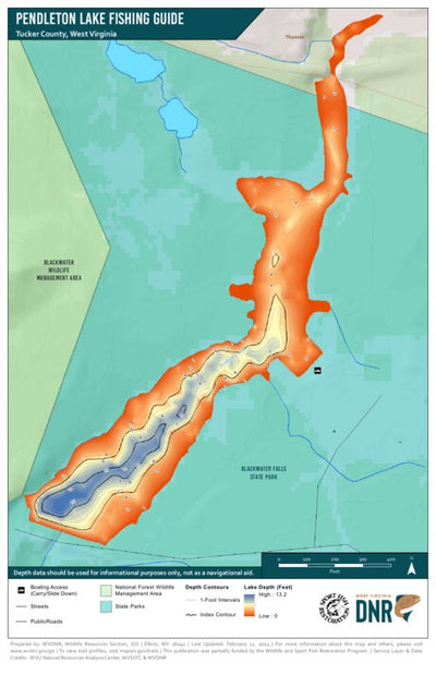 WV Division of Natural Resources Pendleton Lake Fishing Guide digital map