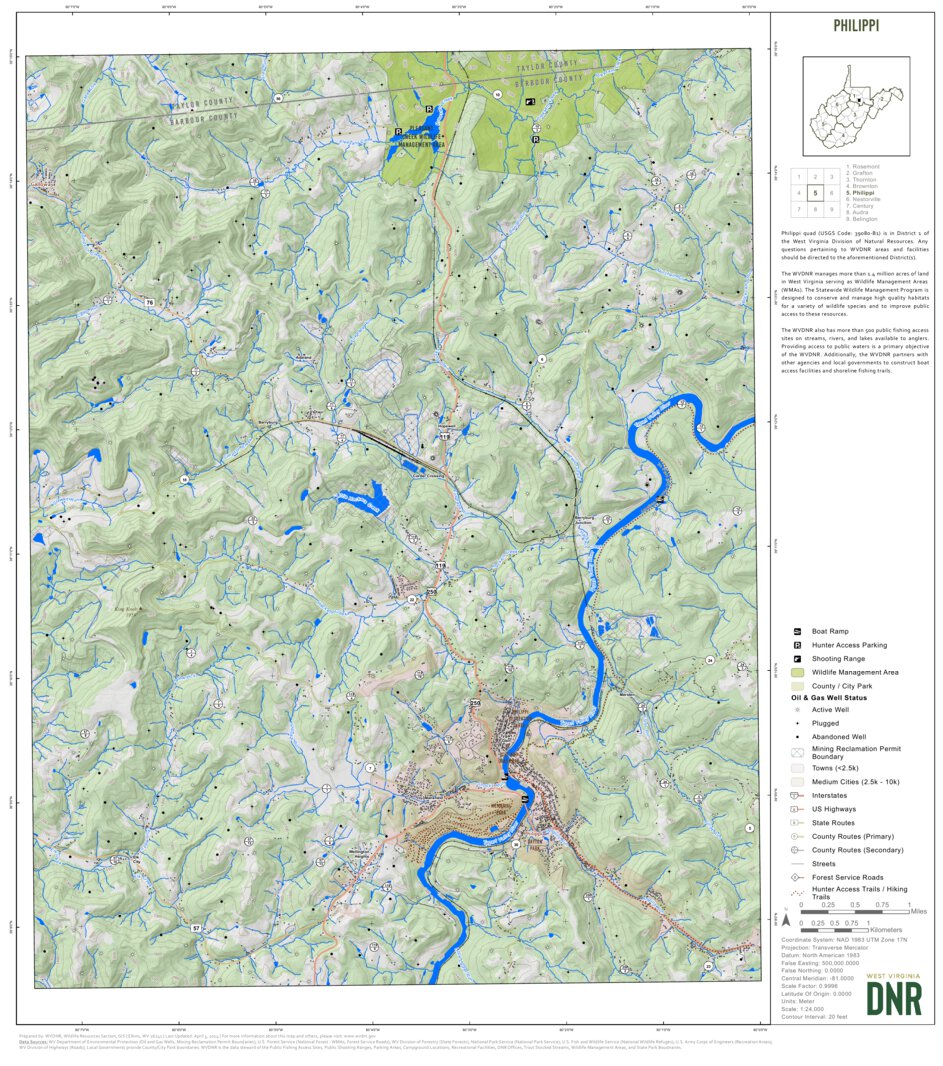 Philippi Quad Topo WVDNR Map by WV Division of Natural Resources
