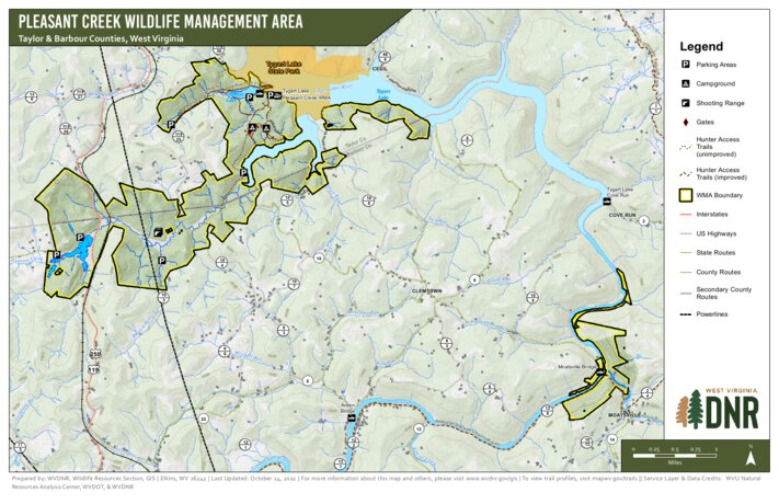 Pleasant Creek Wildlife Management Area Map by WV Division of