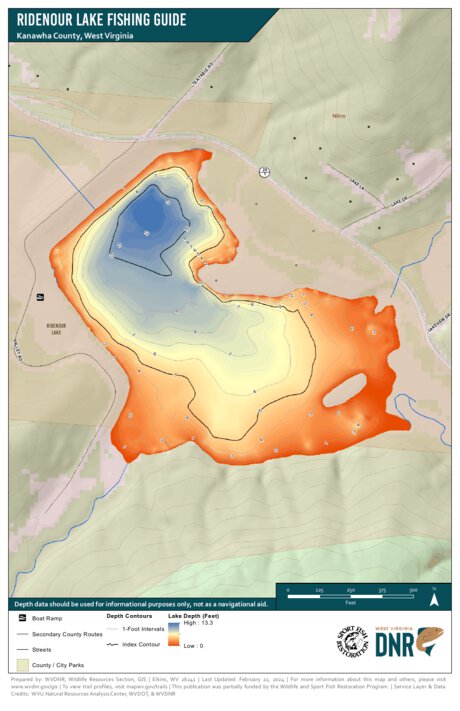 WV Division of Natural Resources Ridenour Lake Fishing Guide digital map