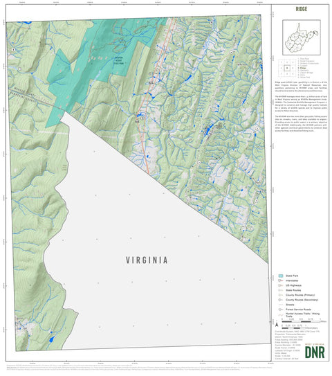 WV Division of Natural Resources Ridge Quad Topo - WVDNR digital map