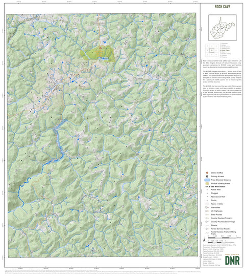 WV Division of Natural Resources Rock Cave Quad Topo - WVDNR digital map