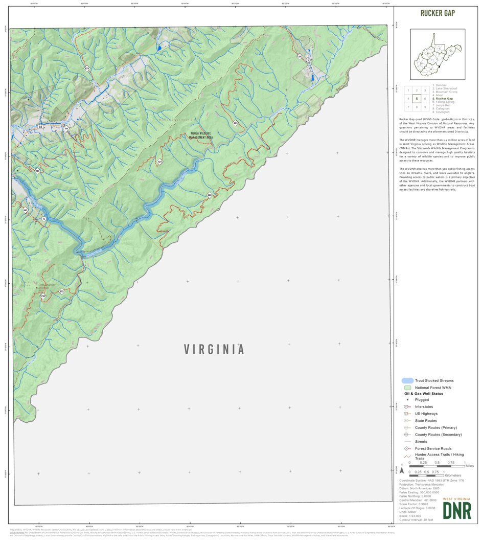 Rucker Gap Quad Topo - WVDNR Map by WV Division of Natural Resources ...