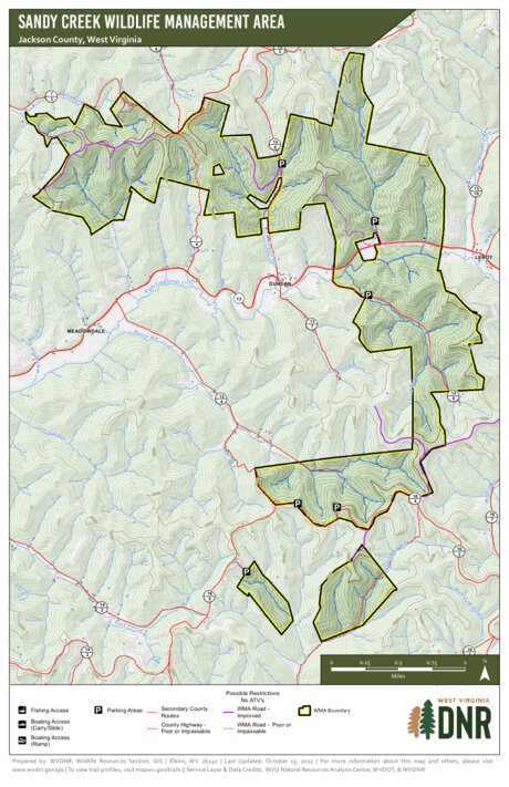 WV Division of Natural Resources Sandy Creek Wildlife Management Area digital map
