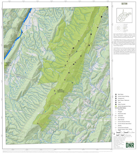 WV Division of Natural Resources Sector Quad Topo - WVDNR digital map