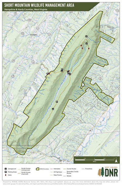 WV Division of Natural Resources Short Mountain Wildlife Management Area digital map