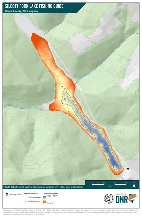 Silcott Fork Lake Fishing Guide Map by WV Division of Natural Resources ...