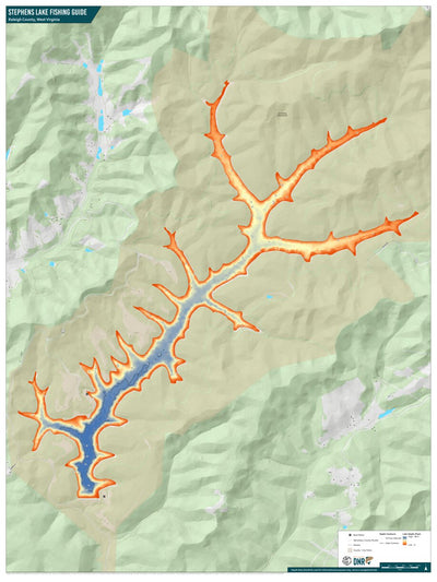 WV Division of Natural Resources Stephens Lake Fishing Guide (Large) digital map