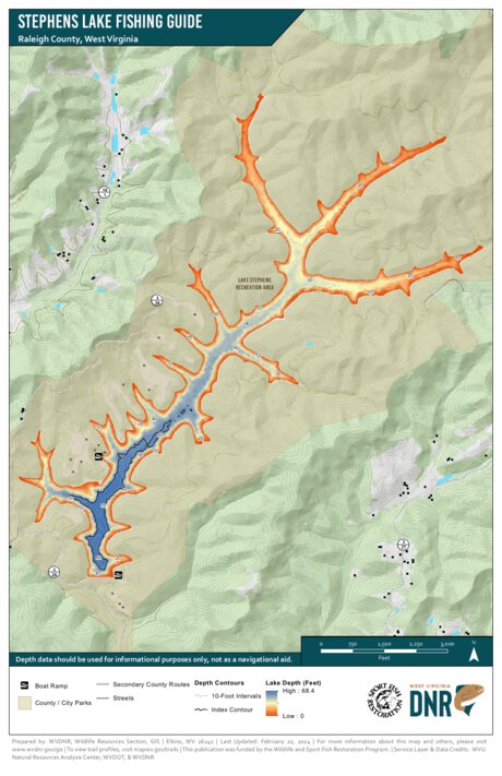 WV Division of Natural Resources Stephens Lake Fishing Guide (Small) digital map