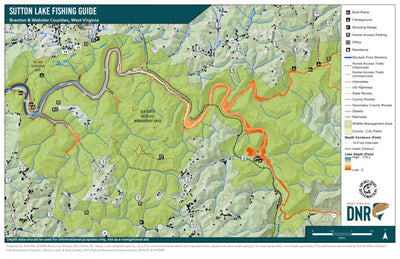 WV Division of Natural Resources Sutton Lake Fishing Guide (Small) digital map