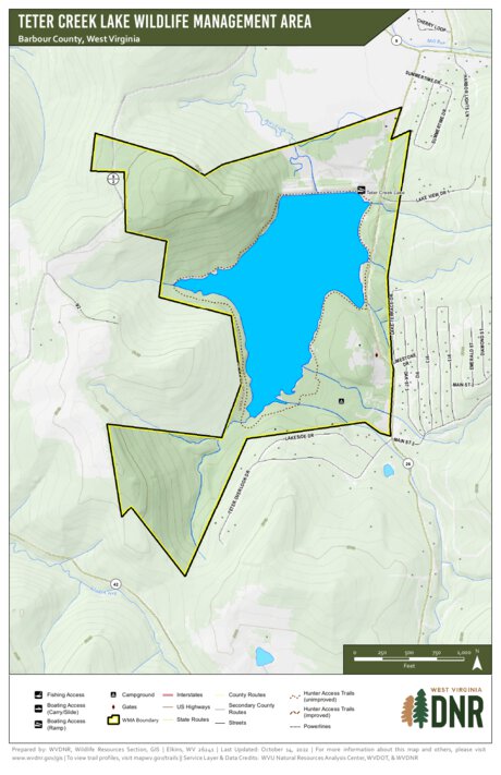 WV Division of Natural Resources Teter Creek Lake Wildlife Management Area digital map