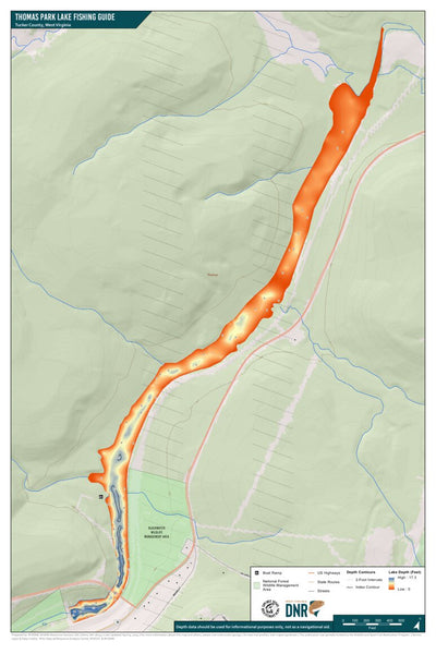 WV Division of Natural Resources Thomas Park Lake Fishing Guide (Large) digital map
