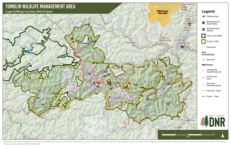 Area Manager Map Tomblin Wildlife Management Area Map by WV Division of Natural ...
