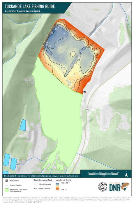 WV Division of Natural Resources Tuckahoe Lake Fishing Guide digital map