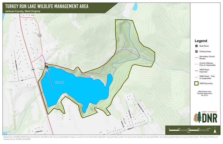 Turkey Run Lake Wildlife Management Area Map by WV Division of Natural ...