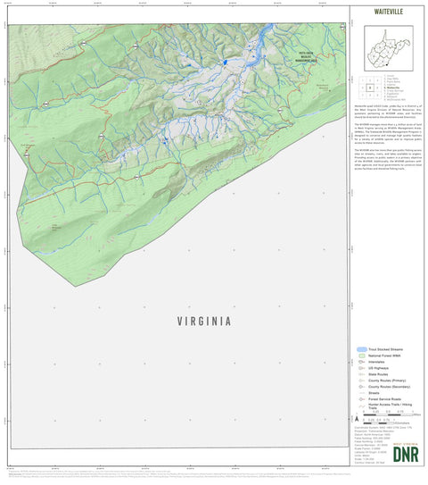 WV Division of Natural Resources Waiteville Quad Topo - WVDNR digital map