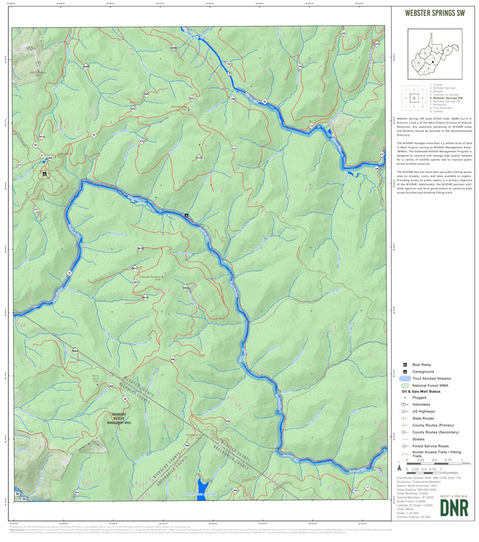 Webster Springs SW Quad Topo - WVDNR Map by WV Division of Natural ...