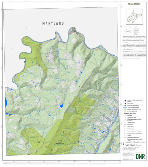 WV Division of Natural Resources Westernport Quad Topo - WVDNR digital map