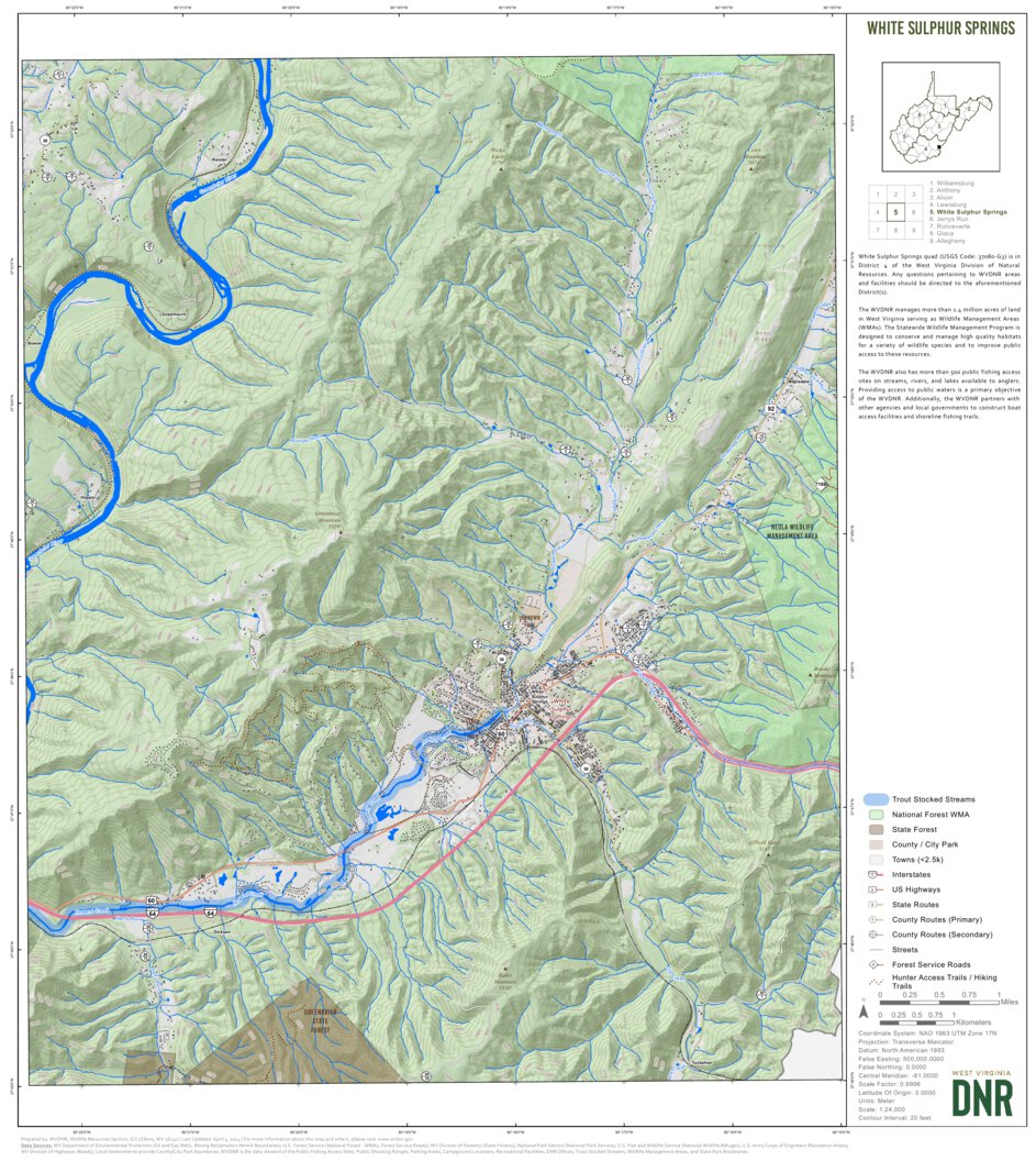 White Sulphur Springs Quad Topo - WVDNR Map by WV Division of Natural ...