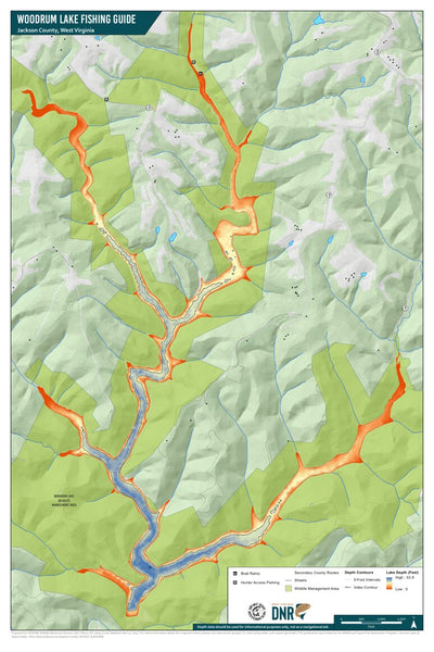 WV Division of Natural Resources Woodrum Lake Fishing Guide (Large) digital map