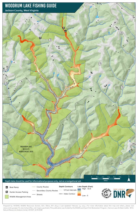 WV Division of Natural Resources Woodrum Lake Fishing Guide (Small) digital map