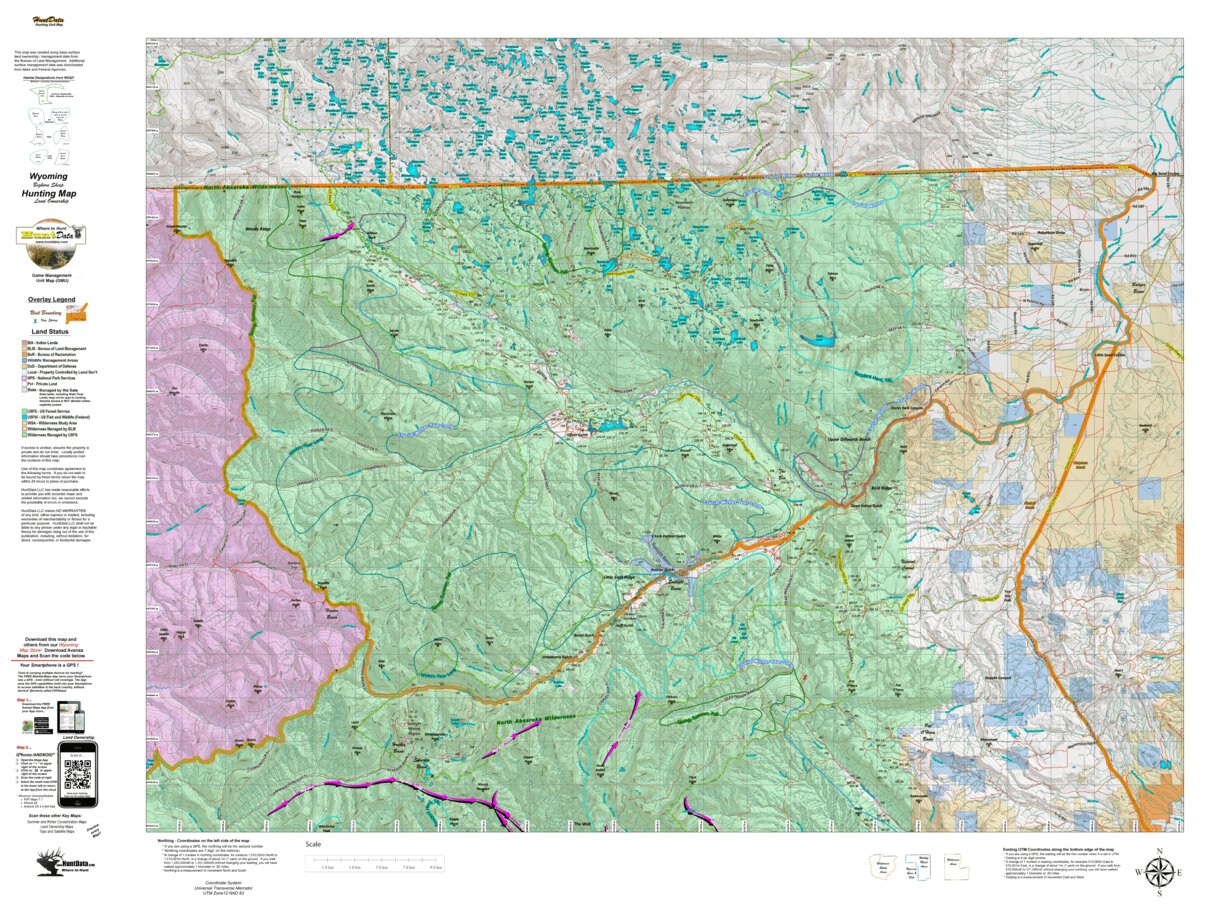 Bighorn Sheep Unit 1 Map by Wyoming HuntData LLC | Avenza Maps