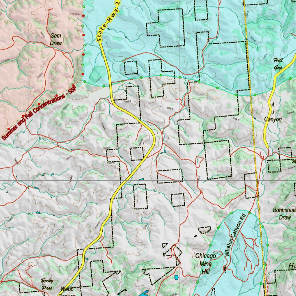 Shell Wy Map Wy Antelope Unit 11 Concentration Areas Map by Wyoming HuntData LLC ...