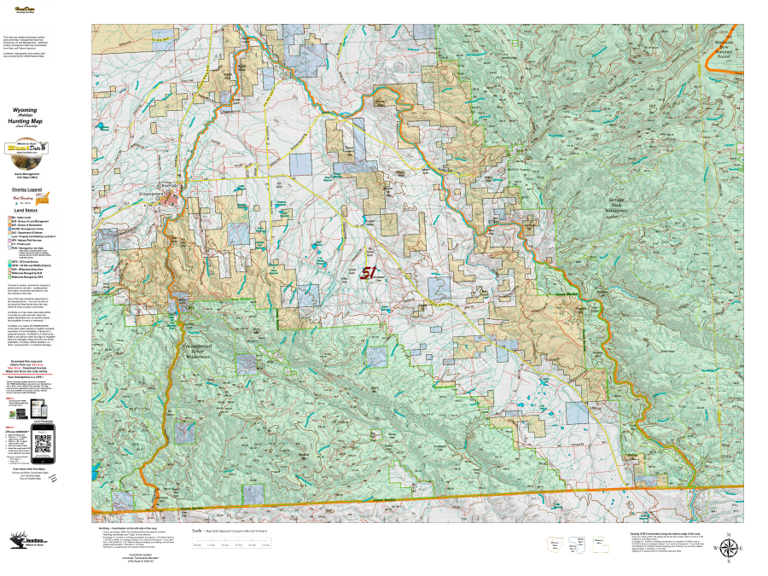 Wy Antelope Unit 51 with Land Ownership Map by Wyoming HuntData LLC ...