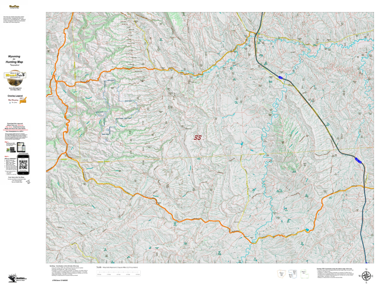 Wy Elk Unit 33 Topographical Map by Wyoming HuntData LLC | Avenza Maps