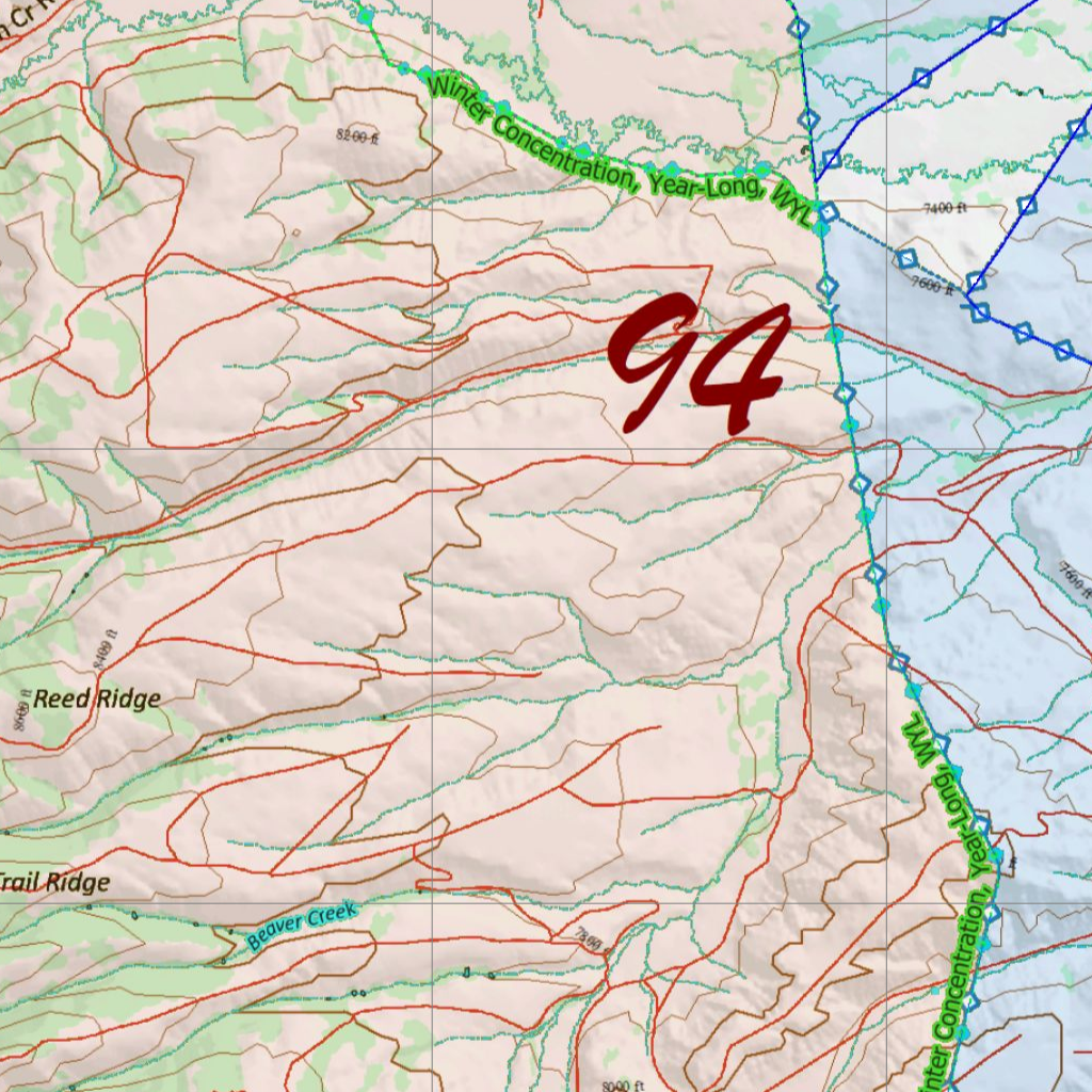 Wy Elk Unit 94 Concentration Areas Map by Wyoming HuntData LLC | Avenza ...