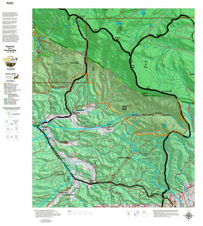 Wyoming HuntData LLC Wy Moose 22 Hybrid Hunting Map digital map