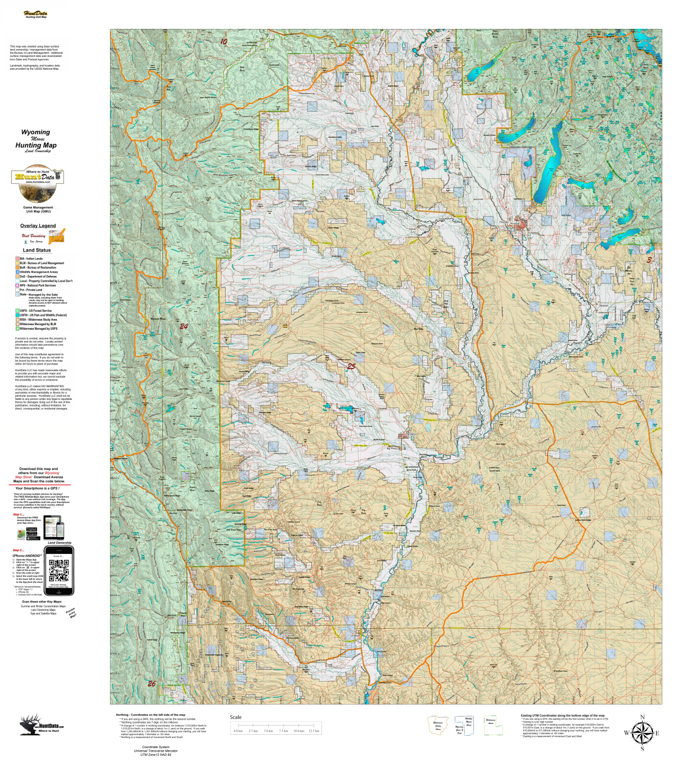 Wy Moose Unit 25 with Land Ownership Map by Wyoming HuntData LLC ...