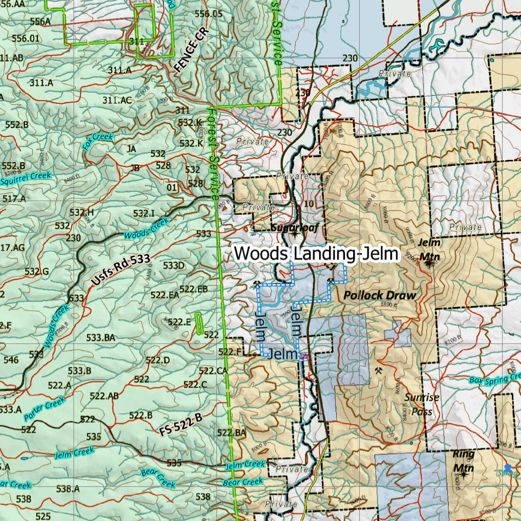 Wy Moose Unit 38 with Land Ownership Map by Wyoming HuntData LLC ...