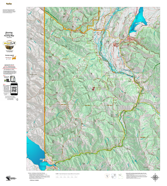 Wy Mountain Goat Unit 2 Topographical Map by Wyoming HuntData LLC ...