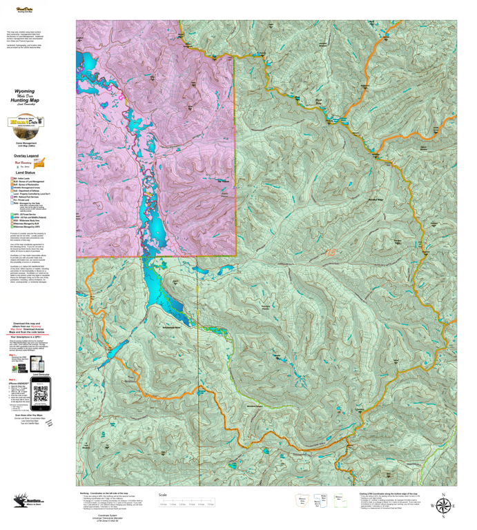 Wy Mule Deer Unit 115 with Land Ownership Map by Wyoming HuntData LLC ...