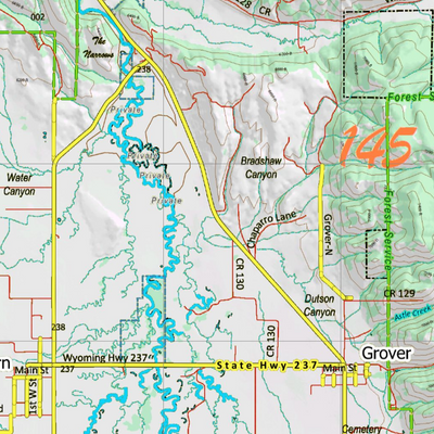 Wy Mule Deer Unit 145 Topographical Map Preview 2