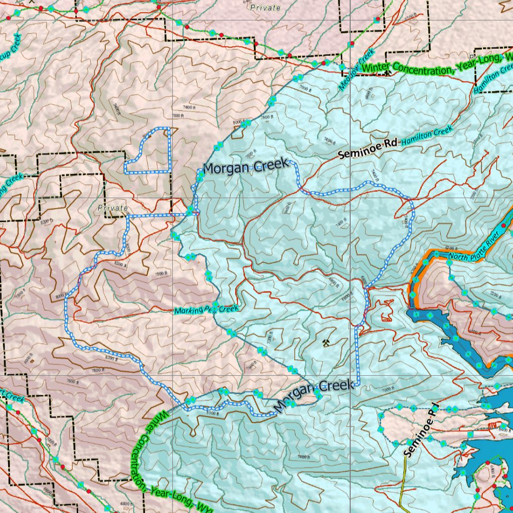 Wy Mule Deer Unit 87 Concentration Areas Map by Wyoming HuntData LLC ...