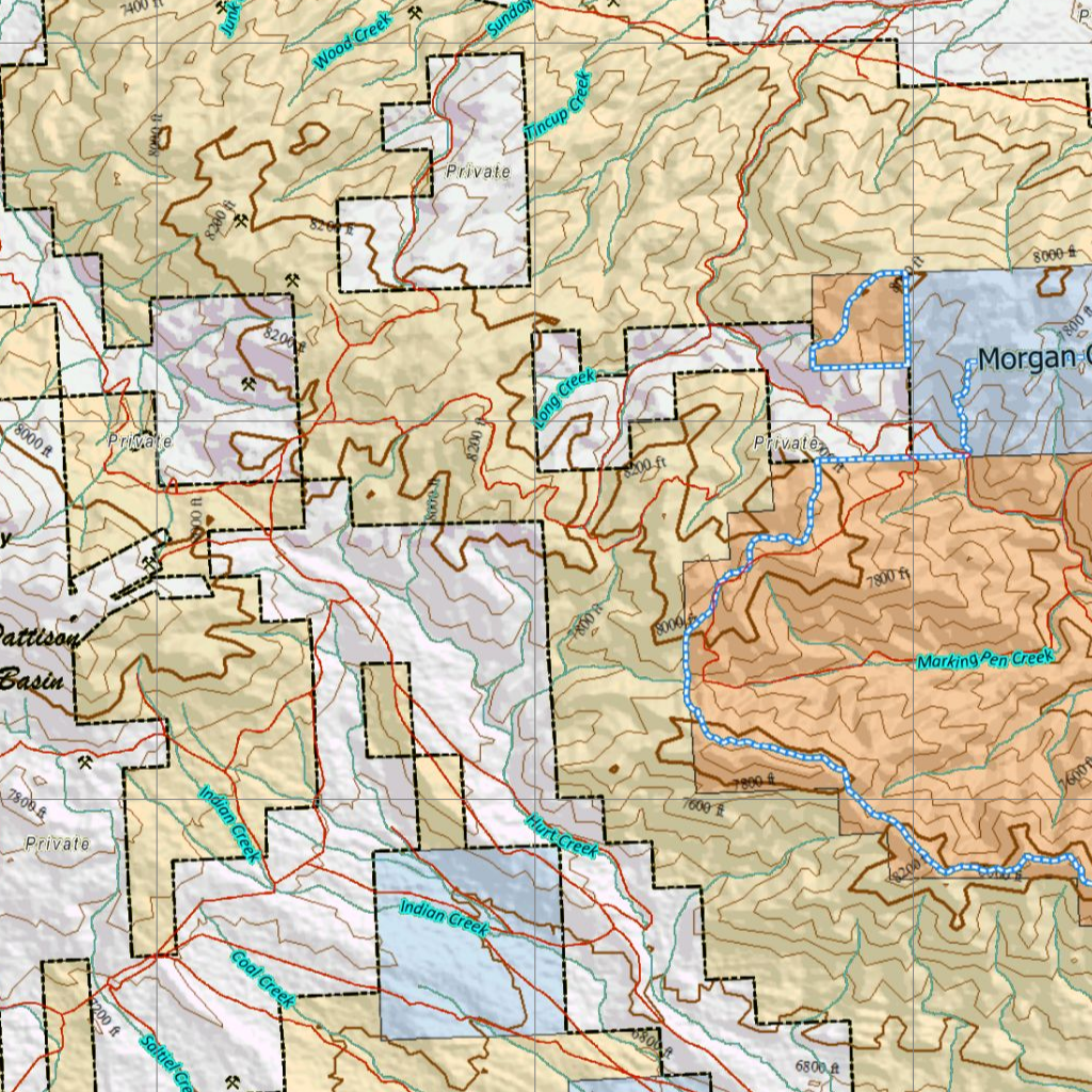 Wy Mule Deer Unit 87 with Land Ownership Map by Wyoming HuntData LLC ...